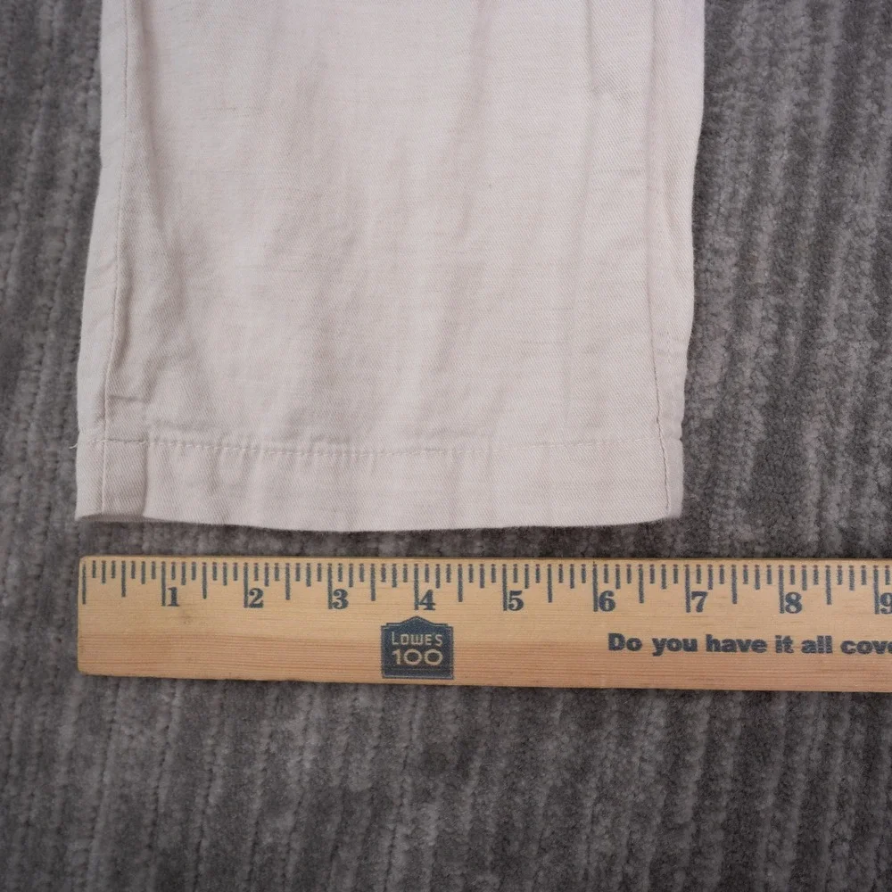 Uniqlo Linen Blend Pants Mens L Beige Excellent Drawstring Straight Leg Trousers